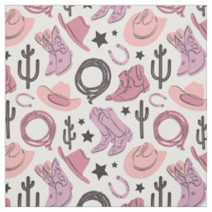 Pink Cowgirl Cute Western Rodeo Girl Farm Southern Fabric