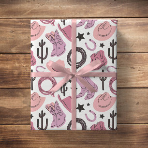 Pink Cowgirl Cute Western Rodeo Girl Farm Southern Wrapping Paper