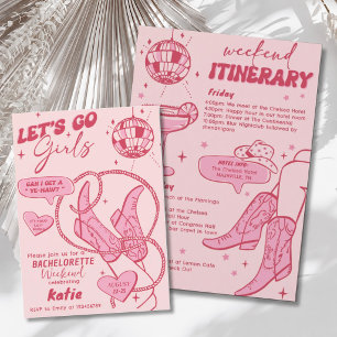 Pink Cowgirl Disco Rodeo Bachelorette Weekend Invitation