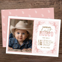 Pink Cowgirl First Rodeo Photo Invitation – Wester