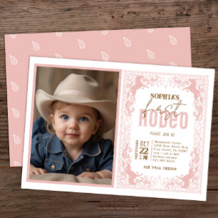 Pink Cowgirl First Rodeo Photo Invitation – Wester