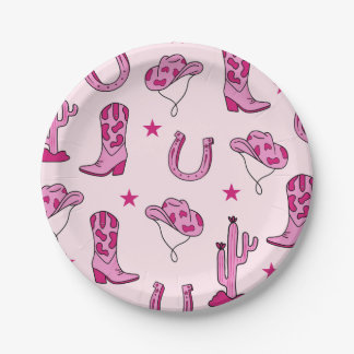 Pink Cowgirl First Rodeo Plates