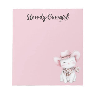 Pink Cowgirl Hat Cat   Notepad