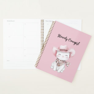 Pink Cowgirl Hat Cat Planner