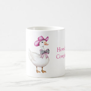 Pink Cowgirl Hat Cow Print Bow Goose Coffee Mug