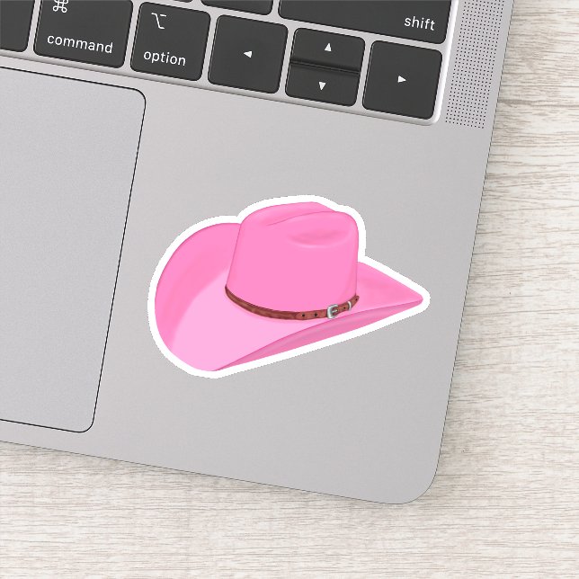 Pink cowgirl hat Custom-Cut Vinyl Sticker (Detail)