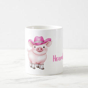 Pink Cowgirl Hat Howdy Pig Coffee Mug