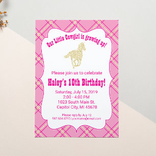 Pink Cowgirl Horse Birthday Party Invitation