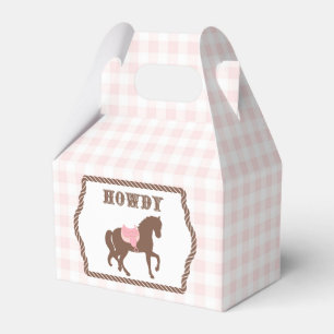 Pink Cowgirl Horse Silhouette Birthday Favor Box