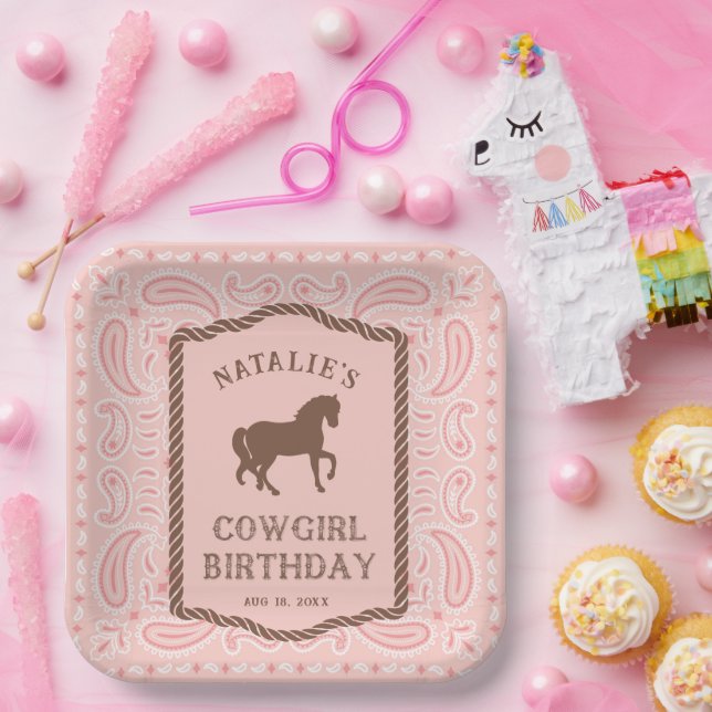 Pink Cowgirl | Horse Silhouette Party  Napkins Paper Plate (Party)