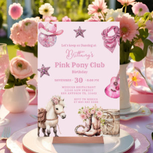 Pink Cowgirl Pony Party Celebration Birthday Invitation
