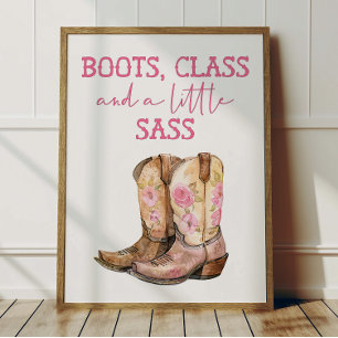 Pink Cowgirl Poster Kids Western Room Decor