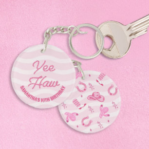 Pink Cowgirl Rodeo Birthday  Keychain