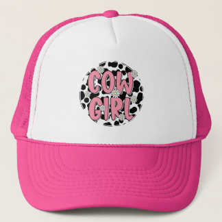 Pink Cowgirl Typography Daisy Cute Trucker Hat