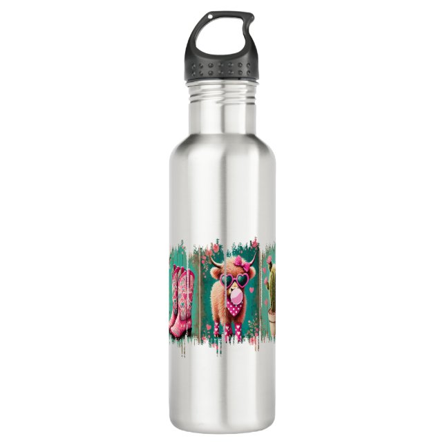 Pink Cowgirl Valentine , Heart  710 Ml Water Bottle (Front)