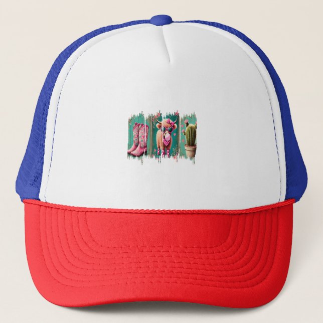 Pink Cowgirl Valentine , Heart  Trucker Hat (Front)