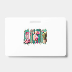 Pink Cowgirl Valentine Png, Heart Png Badge
