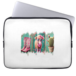 Pink Cowgirl Valentine Png, Heart Png Laptop Sleeve