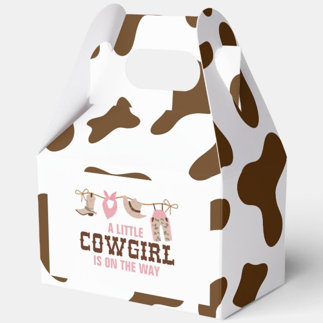 Pink Cowgirl Western Baby Shower Favor Box (Front)
