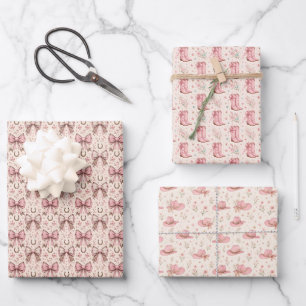 Pink Cowgirl Western Birthday Baby Bridal Shower Wrapping Paper Sheet