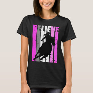 Pink Cowgirls Horse Riding Rider Retro Vintage Cow T-Shirt