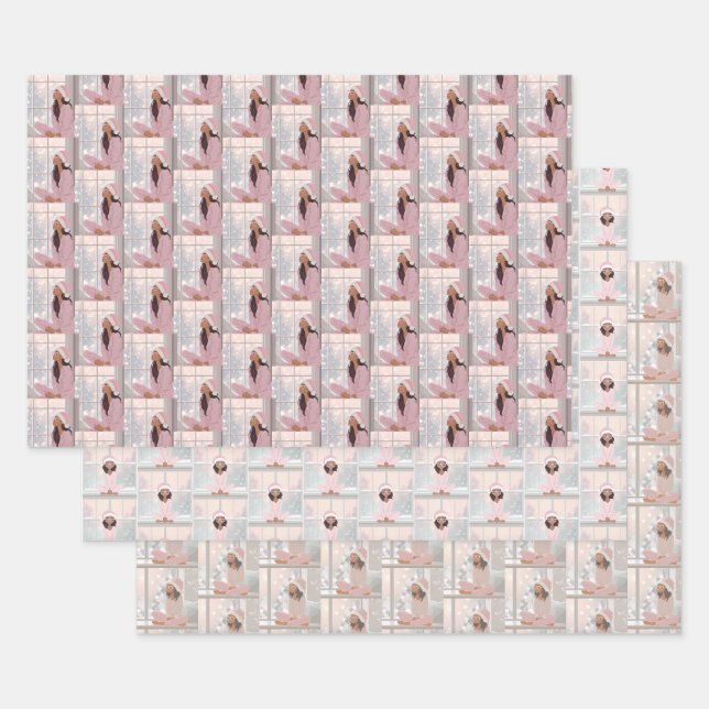 Pink Cozy Christmas Wrapping Paper Sheet (Set)