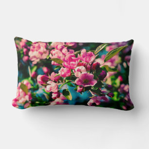 Pink Crab Apple Flowers Lumbar Pillow