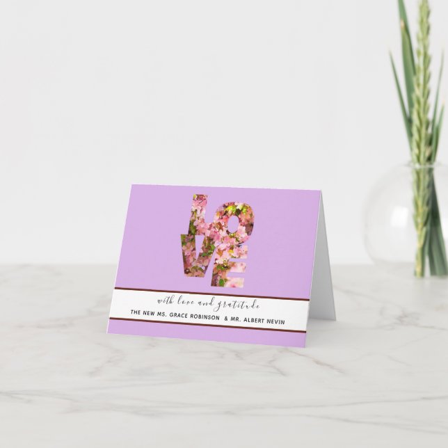 Pink Crabapple Blossoms LOVE Thank You Card (Front)
