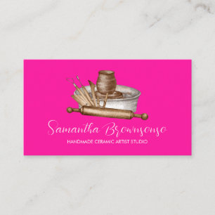 Pink Craft Shop Pottery Ceramic Clay Business Card
