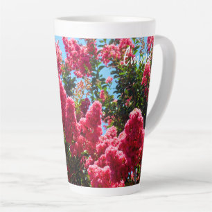 Pink Crape Myrtle Flowers Photography Latte Mug