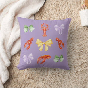 Pink Crawfish Boil Seafood Party pastel Throw Pillow