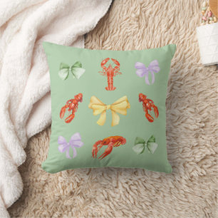 Pink Crawfish Boil Seafood Party pastel Throw Pillow