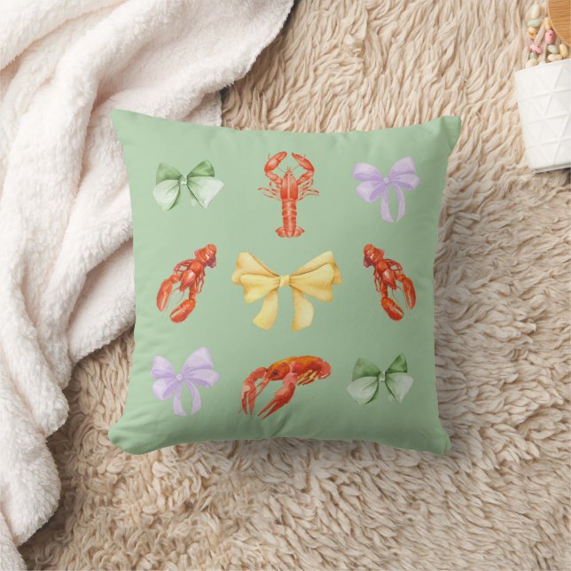Pink Crawfish Boil Seafood Party pastel Throw Pillow (Blanket)