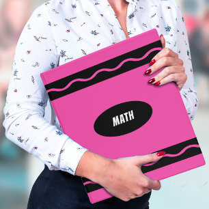 Pink Crayon Math Class Student School Subject Binder
