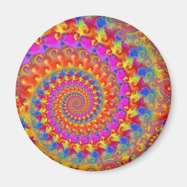 Pink Crazy Fractal Magnet (Front)