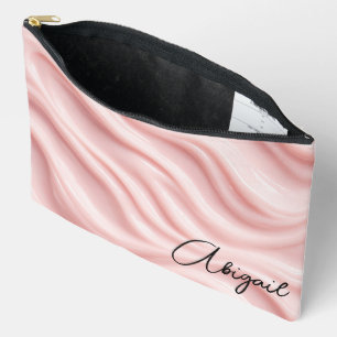 Pink Cream Abstract Design with Name Accessory Pouch