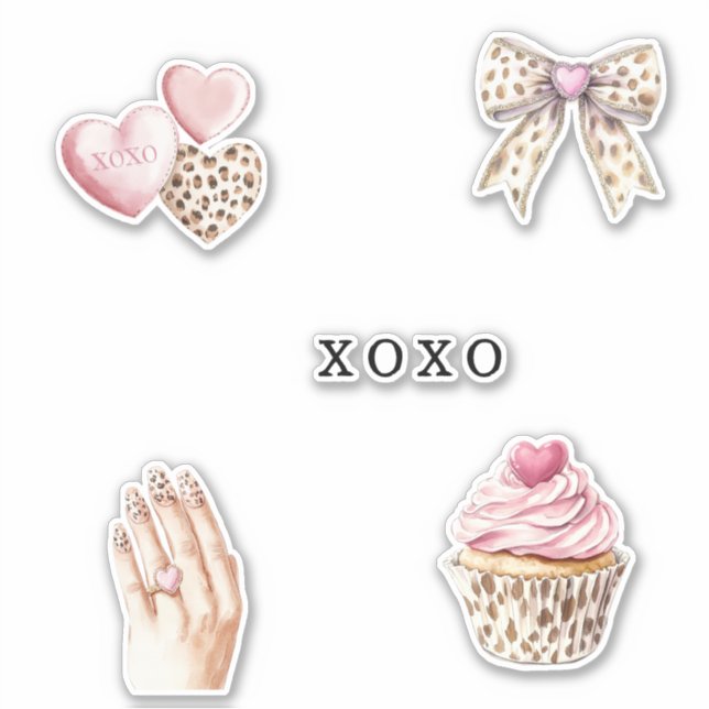 Pink Cream Animal Bow Cupcake Hearts Birthday (Front)