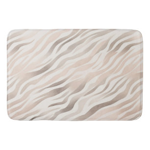 Pink Cream Beige Zebra Animal Print Bath Mat