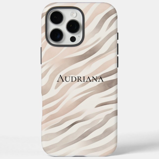 Pink Cream Beige Zebra Animal Print Case-Mate iPhone Case (Back)