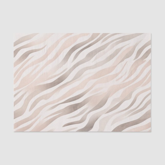 Pink Cream Beige Zebra Animal Print Tissue Paper (Front)