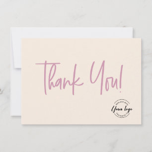 Pink Cream black Company Logo Social Thank You  Card