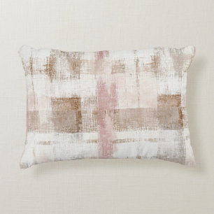 Pink Cream Brown Abstract Stripes Accent Pillow