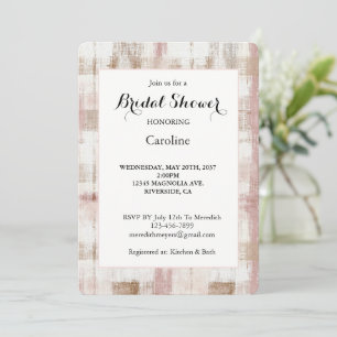 Pink Cream Brown Abstract Stripes Bridal Shower  Invitation