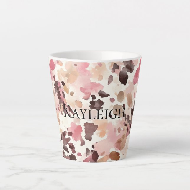 Pink Cream Brown Leopard Birthday Latte Mug (Front)