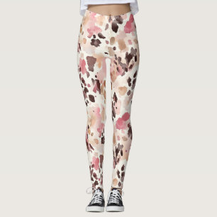 Pink Cream Brown Leopard Leggings