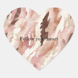 Pink Cream Chocolate Brown Abstract   Heart Sticker