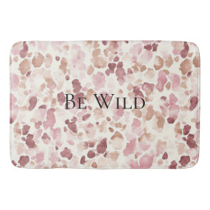 Pink Cream Chocolate Brown Abstract Leopard Animal Bath Mat