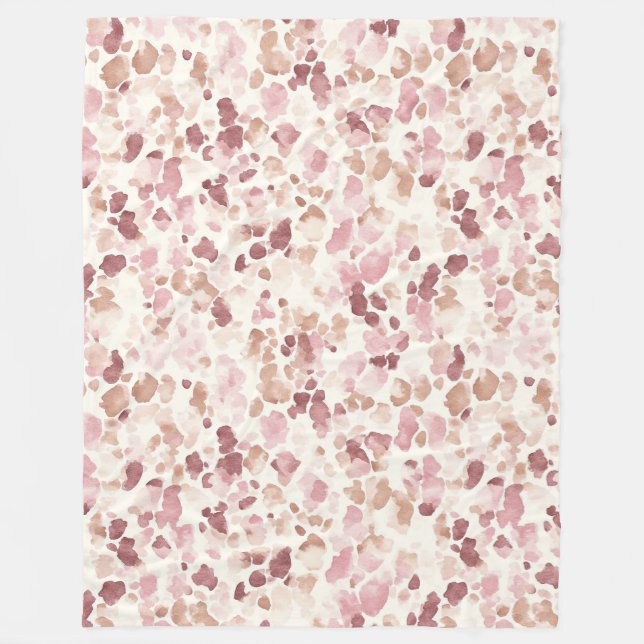 Pink Cream Chocolate Brown Abstract Leopard Animal Fleece Blanket (Front)