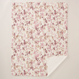 Pink Cream Chocolate Brown Abstract Leopard Animal Sherpa Blanket