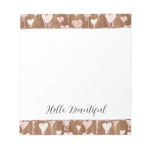Pink Cream Chocolate Brown Hearts Notepad